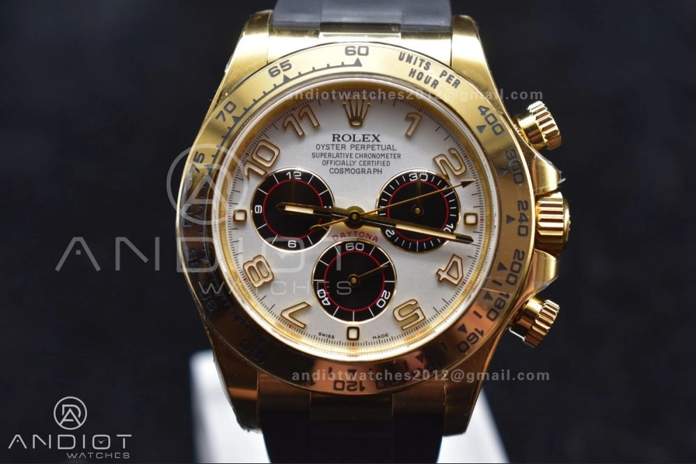 Stylish Daytona 116519 Clean 1:1 Best Edition 904L SS Case Gold Black Dial On Rubber Strap SA4130 V 419