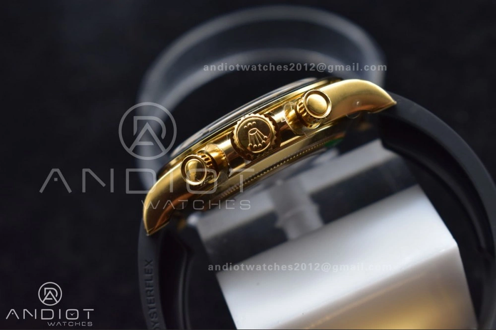Stylish Daytona 116519 Clean 1:1 Best Edition 904L SS Case Gold Black Dial On Rubber Strap SA4130 V 419