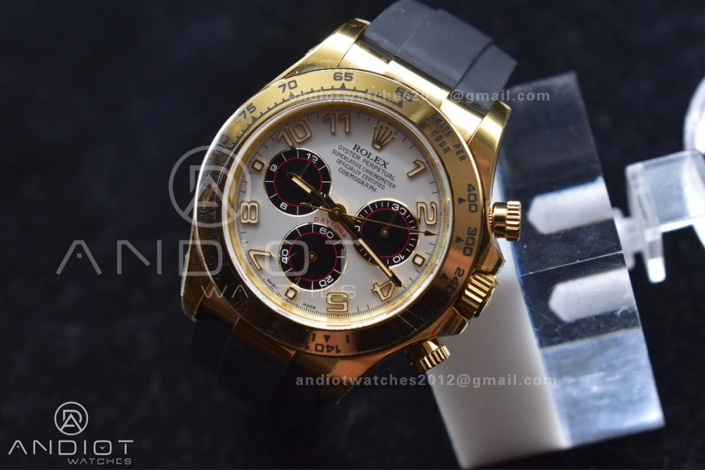 Stylish Daytona 116519 Clean 1:1 Best Edition 904L SS Case Gold Black Dial On Rubber Strap SA4130 V 419