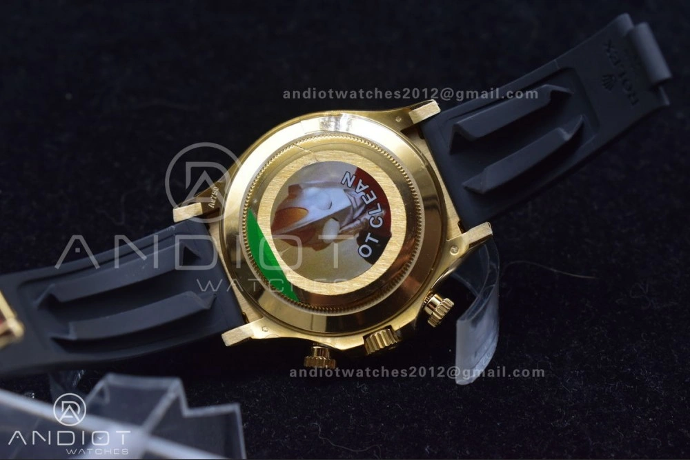 Stylish Daytona 116519 Clean 1:1 Best Edition 904L SS Case Gold Black Dial On Rubber Strap SA4130 V 419
