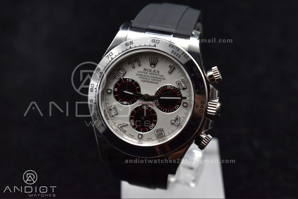 Elegant Daytona 116519 Clean 1:1 Best Edition 904L SS Case Silver Black Dial on Rubber Strap SA4130 V 414