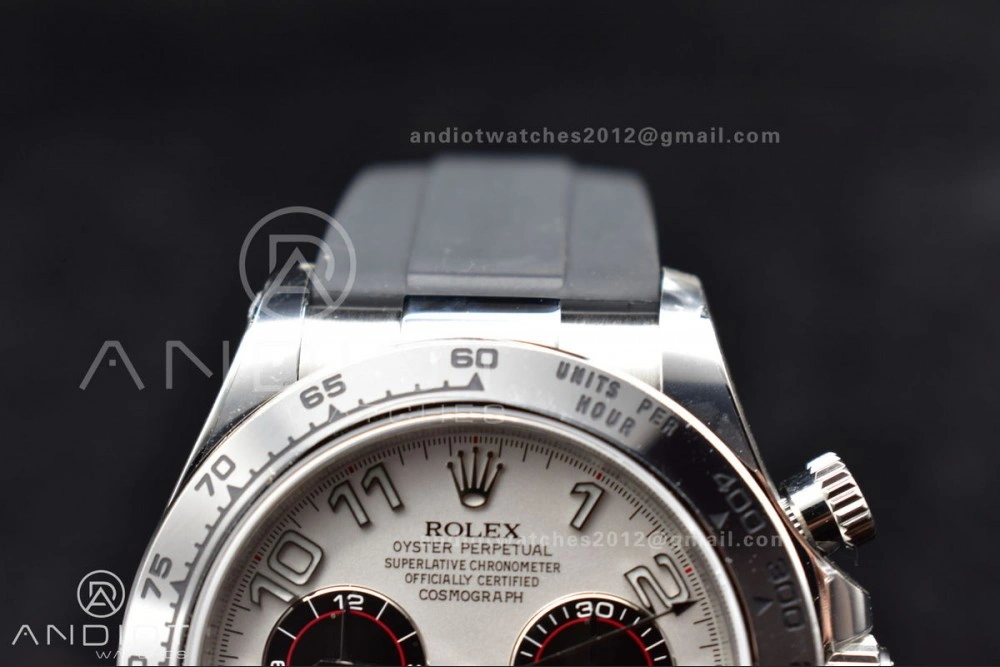 Elegant Daytona 116519 Clean 1:1 Best Edition 904L SS Case Silver Black Dial on Rubber Strap SA4130 V 414