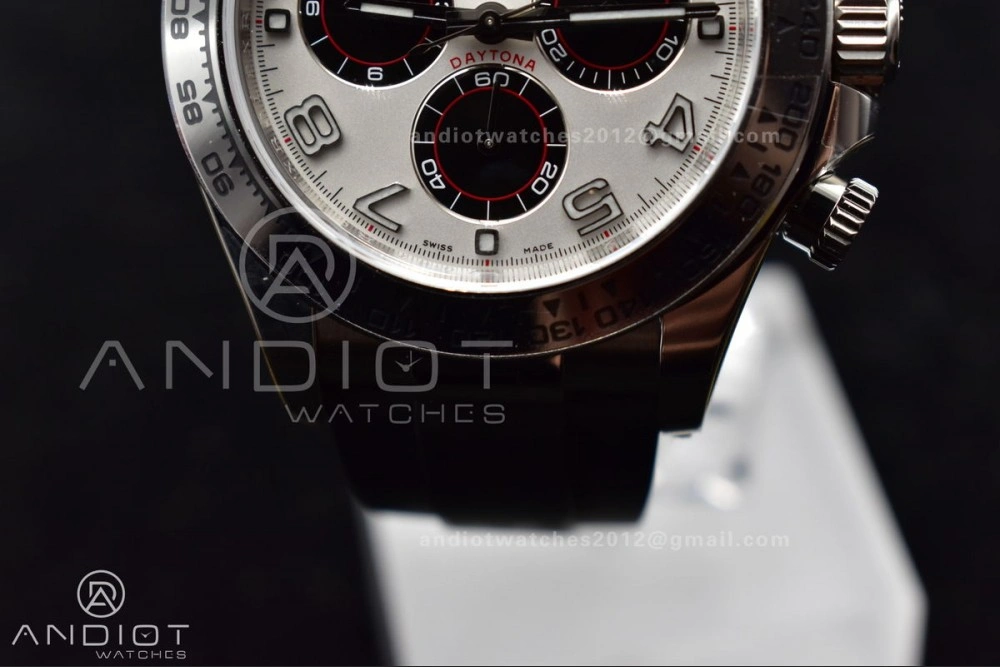 Elegant Daytona 116519 Clean 1:1 Best Edition 904L SS Case Silver Black Dial on Rubber Strap SA4130 V 414