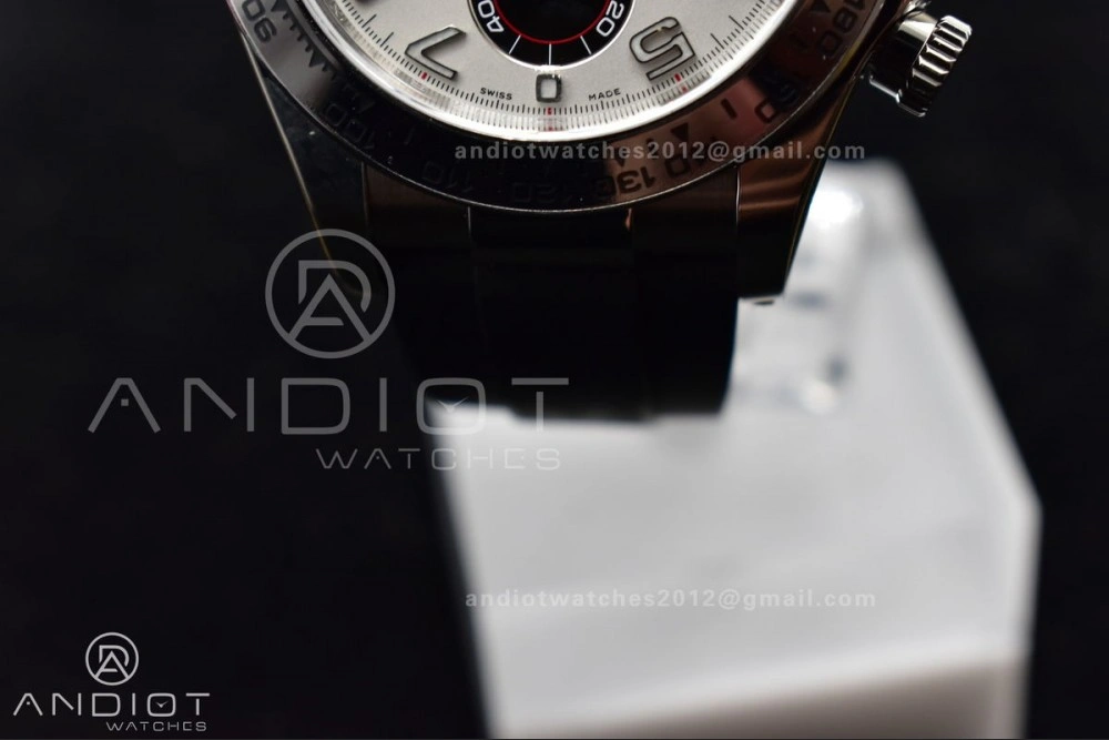 Elegant Daytona 116519 Clean 1:1 Best Edition 904L SS Case Silver Black Dial on Rubber Strap SA4130 V 414