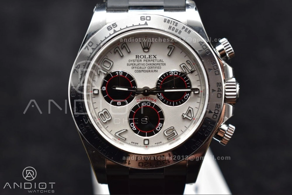 Elegant Daytona 116519 Clean 1:1 Best Edition 904L SS Case Silver Black Dial on Rubber Strap SA4130 V 414