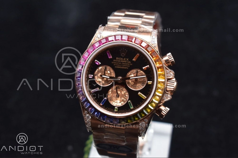 Daytona 116595RBOW RG Rainbow Crystal TWF Best Edition Black Dial on YG Bracelet A Classic 428