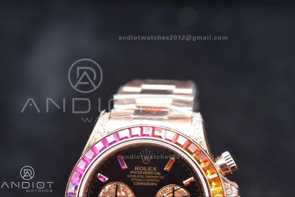 Daytona 116595RBOW RG Rainbow Crystal TWF Best Edition Black Dial on YG Bracelet A Classic 428