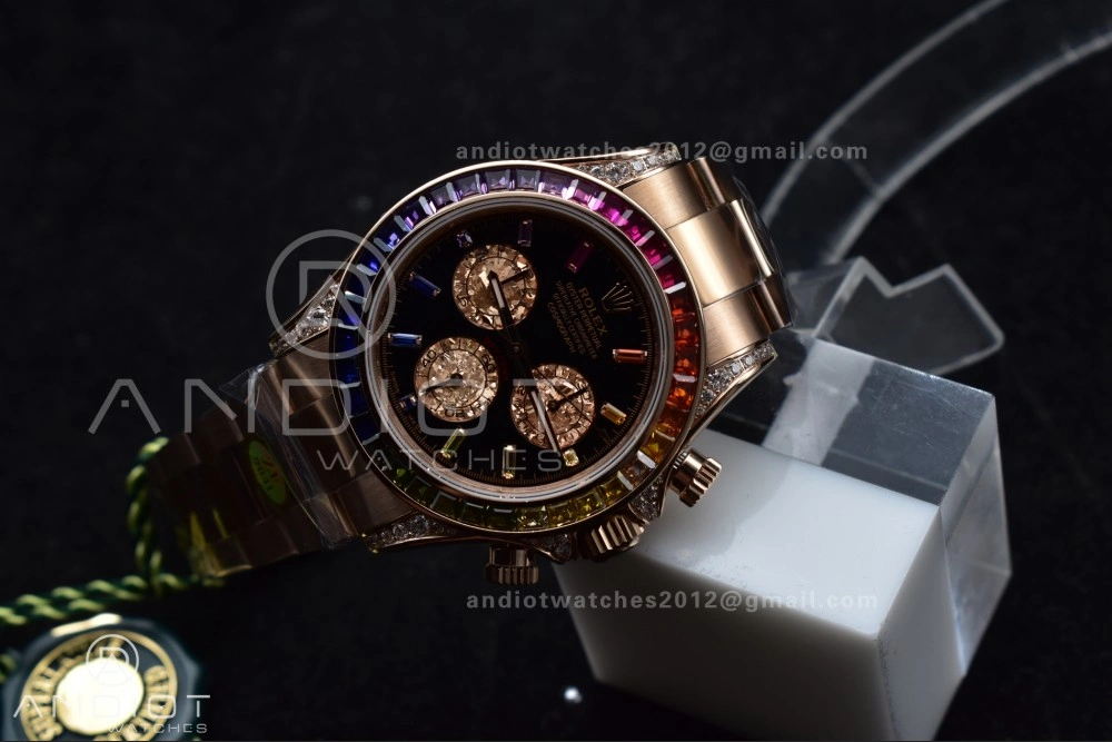 Durable Daytona 116595RBOW Rainbow ZF 1:1 Best Edition Black Diamonds Dial on RG Bracelet SH 776
