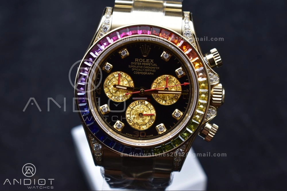 Daytona 116598RBOW Rainbow ZF 1:1 Best Edition Black Diamonds Dial on YG Bracelet SH Timeless 779