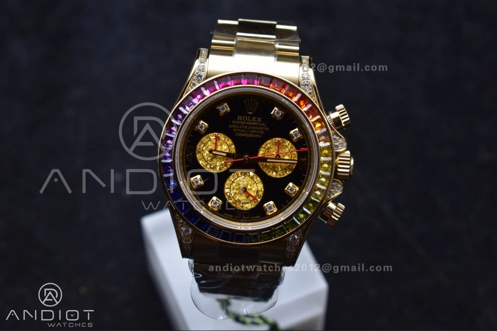 Daytona 116598RBOW Rainbow ZF 1:1 Best Edition Black Diamonds Dial on YG Bracelet SH Timeless 779