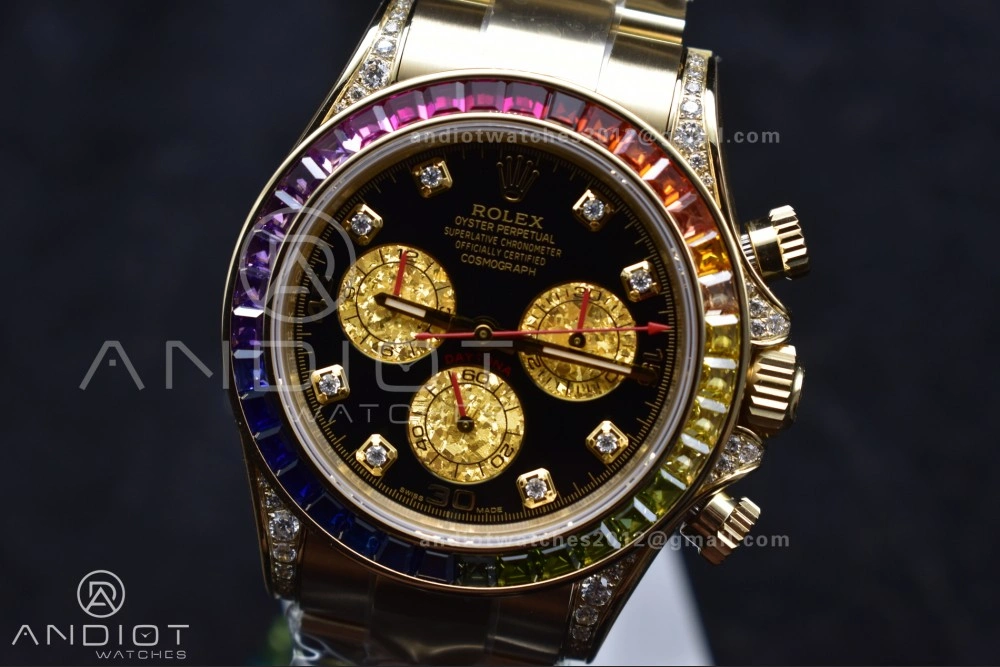 Daytona 116598RBOW Rainbow ZF 1:1 Best Edition Black Diamonds Dial on YG Bracelet SH Timeless 779