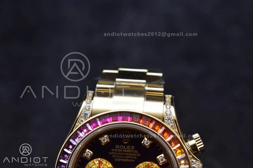 Daytona 116598RBOW Rainbow ZF 1:1 Best Edition Black Diamonds Dial on YG Bracelet SH Timeless 779