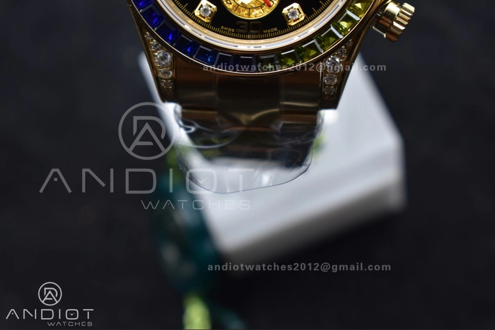 Daytona 116598RBOW Rainbow ZF 1:1 Best Edition Black Diamonds Dial on YG Bracelet SH Timeless 779