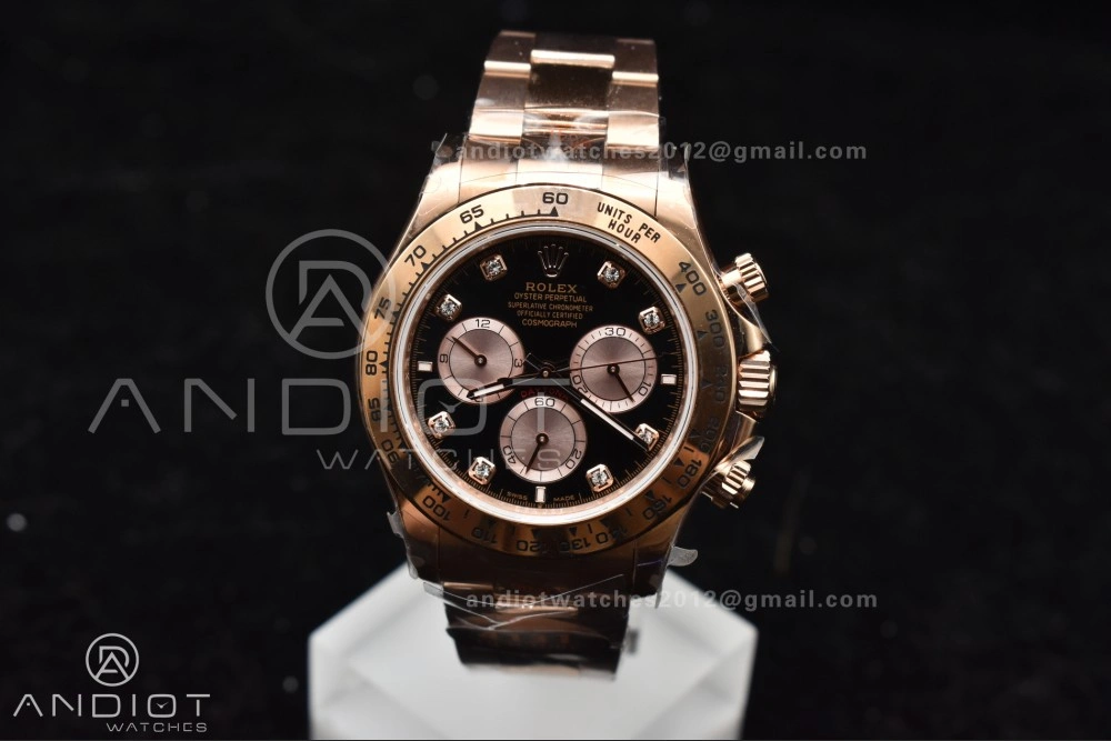 Breathable Daytona 126505 QF 1:1 Best Edition Black RG Diamonds Dial on RG Braclet SH4131 V 783