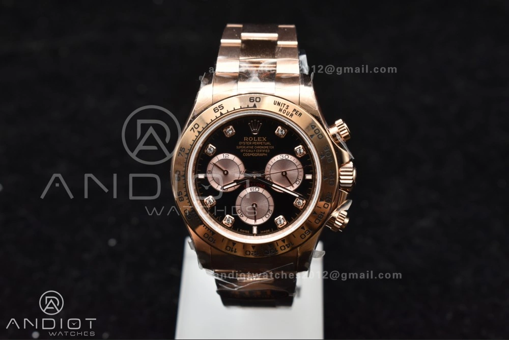 Breathable Daytona 126505 QF 1:1 Best Edition Black RG Diamonds Dial on RG Braclet SH4131 V 783