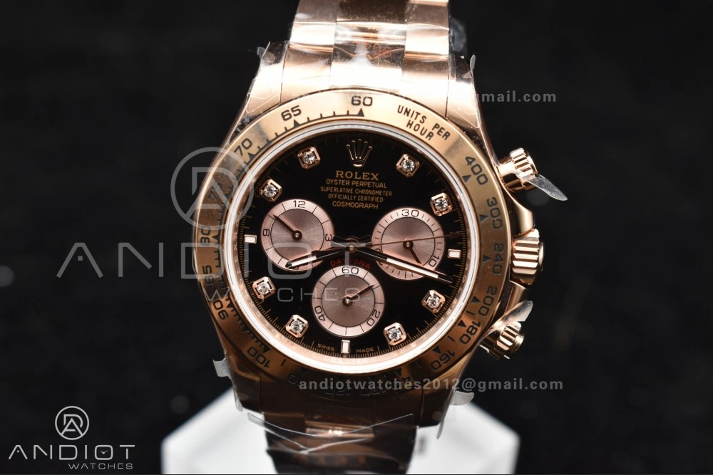 Breathable Daytona 126505 QF 1:1 Best Edition Black RG Diamonds Dial on RG Braclet SH4131 V 783