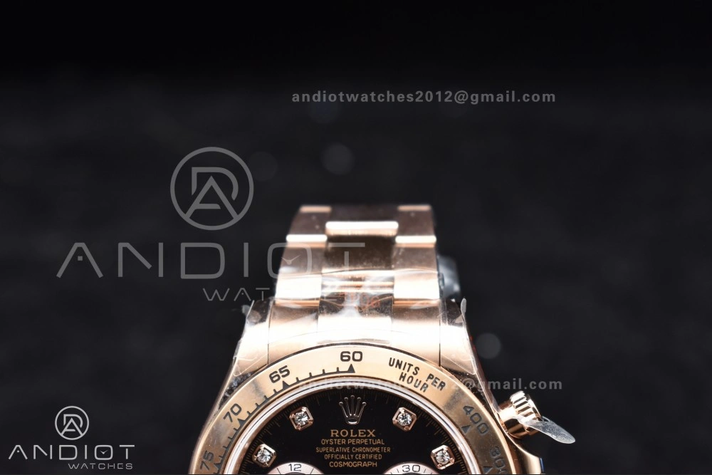 Breathable Daytona 126505 QF 1:1 Best Edition Black RG Diamonds Dial on RG Braclet SH4131 V 783
