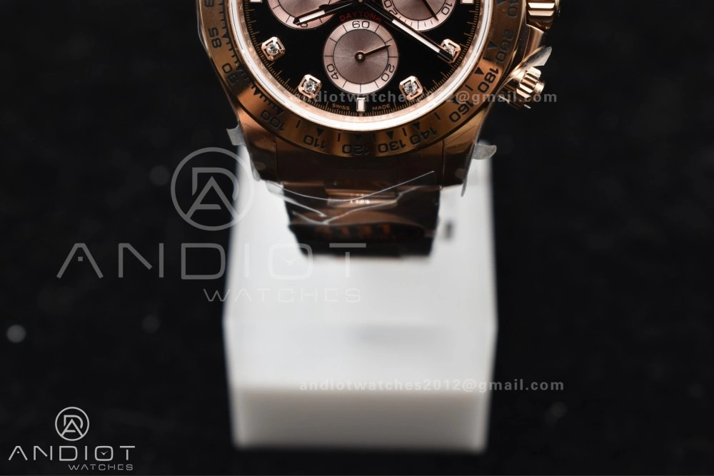 Breathable Daytona 126505 QF 1:1 Best Edition Black RG Diamonds Dial on RG Braclet SH4131 V 783