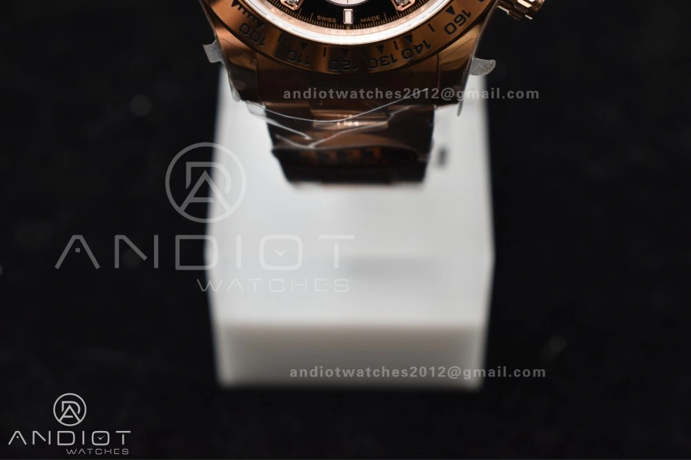 Breathable Daytona 126505 QF 1:1 Best Edition Black RG Diamonds Dial on RG Braclet SH4131 V 783