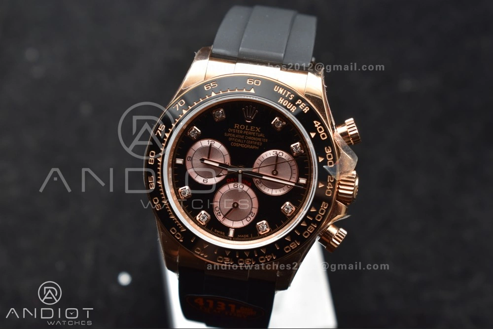 Daytona 126515 QF 1:1 Best Edition Black RG Diamonds Dial on Oysterflex Strap SH4131 V6 (Weighted) WaterResistant 801