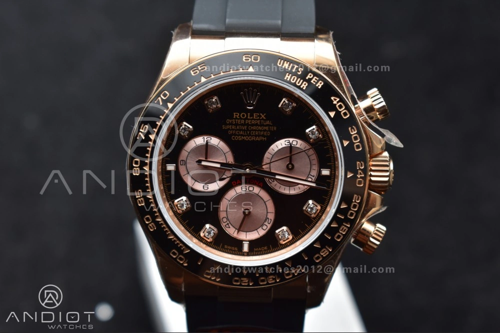 Daytona 126515 QF 1:1 Best Edition Black RG Diamonds Dial on Oysterflex Strap SH4131 V6 (Weighted) WaterResistant 801