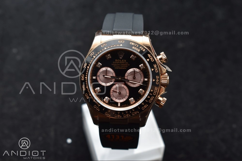 Daytona 126515 QF 1:1 Best Edition Black RG Diamonds Dial on Oysterflex Strap SH4131 V6 (Weighted) WaterResistant 801
