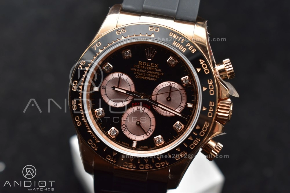 Daytona 126515 QF 1:1 Best Edition Black RG Diamonds Dial on Oysterflex Strap SH4131 V6 (Weighted) WaterResistant 801