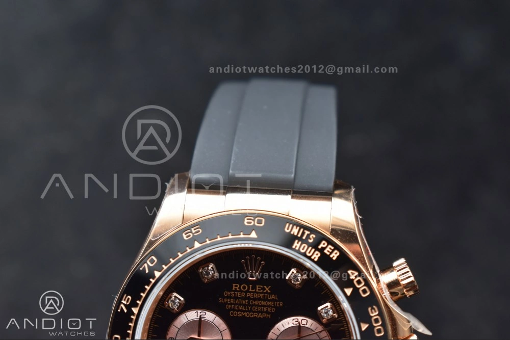Daytona 126515 QF 1:1 Best Edition Black RG Diamonds Dial on Oysterflex Strap SH4131 V6 (Weighted) WaterResistant 801