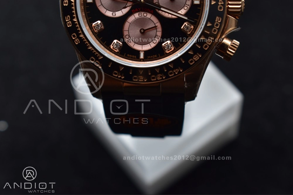 Daytona 126515 QF 1:1 Best Edition Black RG Diamonds Dial on Oysterflex Strap SH4131 V6 (Weighted) WaterResistant 801