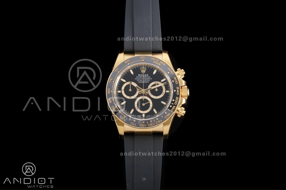 Daytona 126518 Gain Weight VSF 1:1 Best Edition Black Dial Gold Rim Black Sub-dial Stick Marker on Oyster-flex Strap DD Snug 804