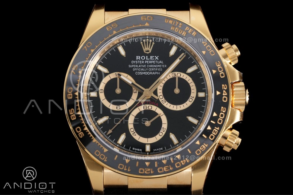 Daytona 126518 Gain Weight VSF 1:1 Best Edition Black Dial Gold Rim Black Sub-dial Stick Marker on Oyster-flex Strap DD Snug 804