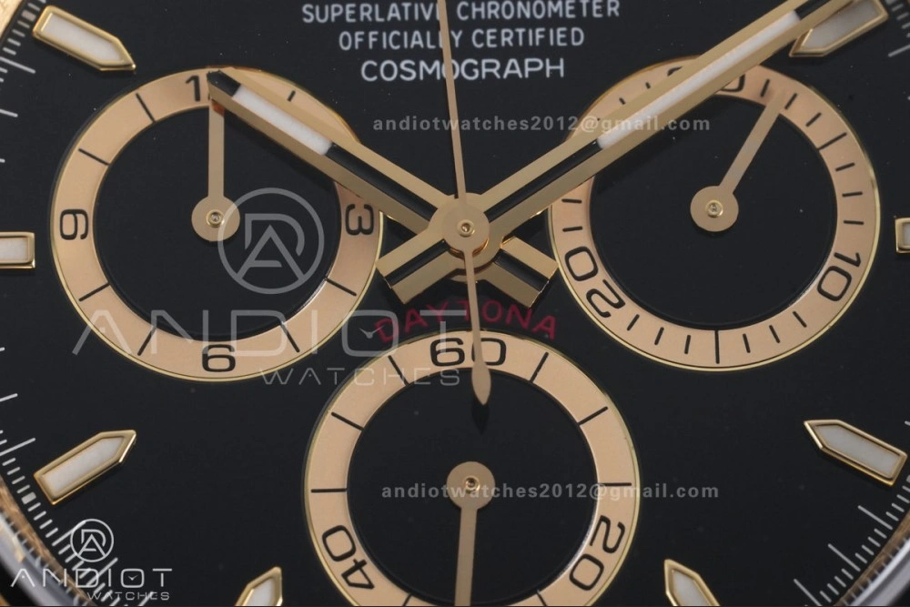 Daytona 126518 Gain Weight VSF 1:1 Best Edition Black Dial Gold Rim Black Sub-dial Stick Marker on Oyster-flex Strap DD Snug 804