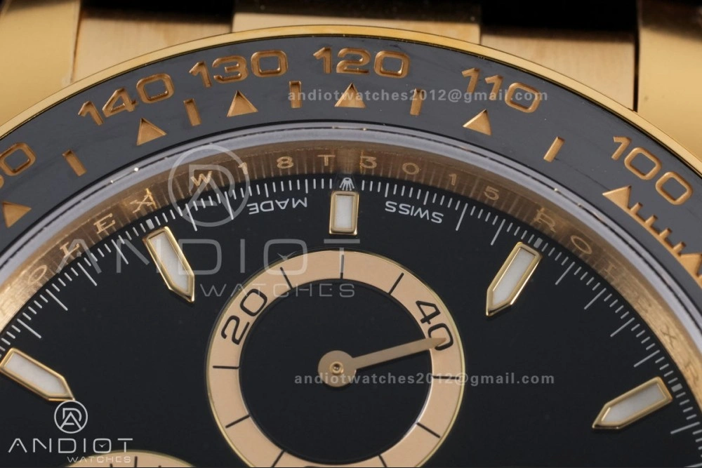 Daytona 126518 Gain Weight VSF 1:1 Best Edition Black Dial Gold Rim Black Sub-dial Stick Marker on Oyster-flex Strap DD Snug 804