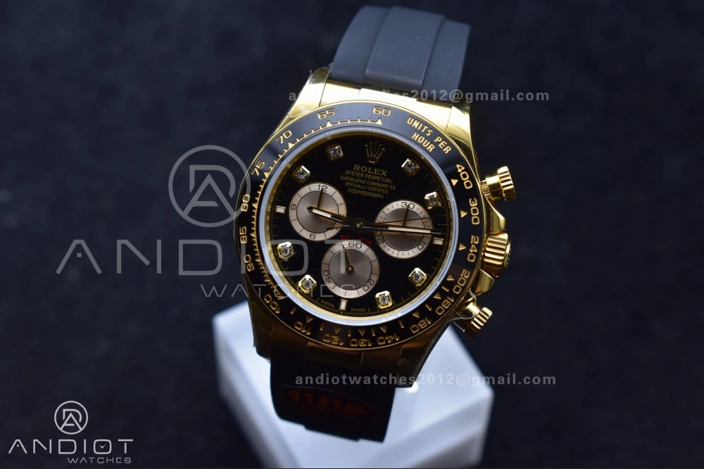 WellDesigned Daytona 126518 QF 1:1 Best Edition Black YG Diamonds Dial on Oysterflex Strap SH4131 V6 (Weighted) 806