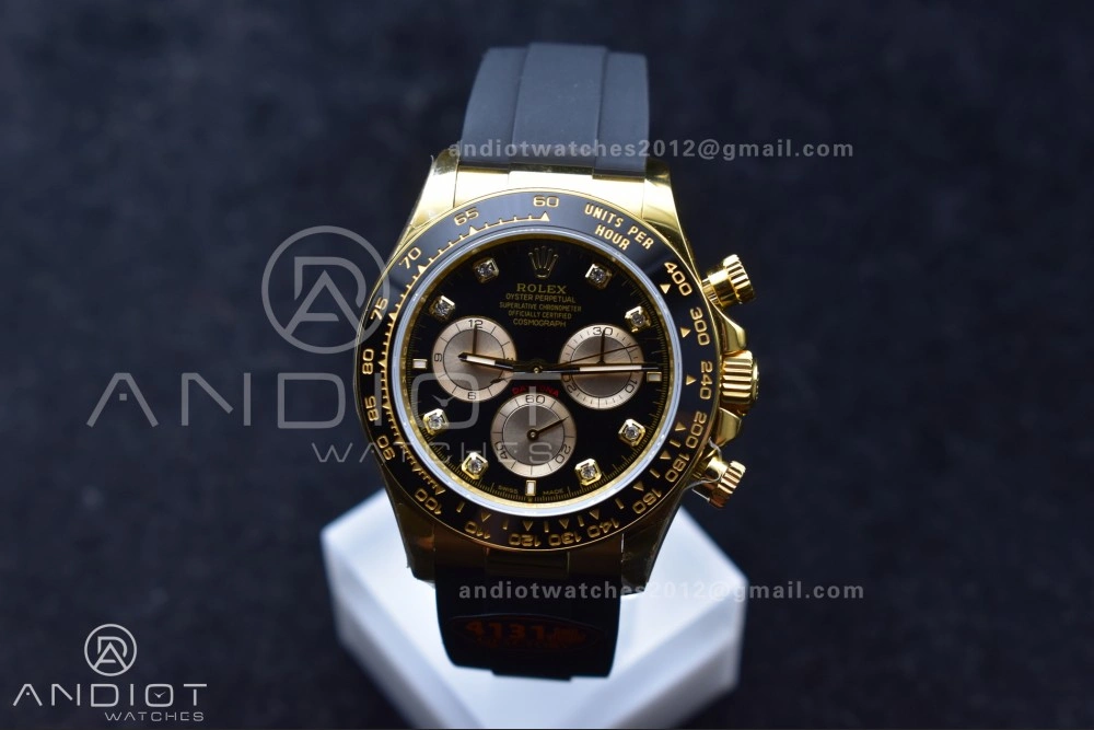 WellDesigned Daytona 126518 QF 1:1 Best Edition Black YG Diamonds Dial on Oysterflex Strap SH4131 V6 (Weighted) 806