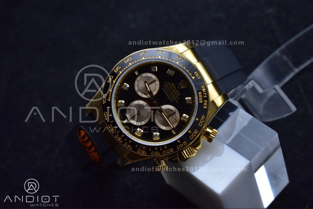 WellDesigned Daytona 126518 QF 1:1 Best Edition Black YG Diamonds Dial on Oysterflex Strap SH4131 V6 (Weighted) 806