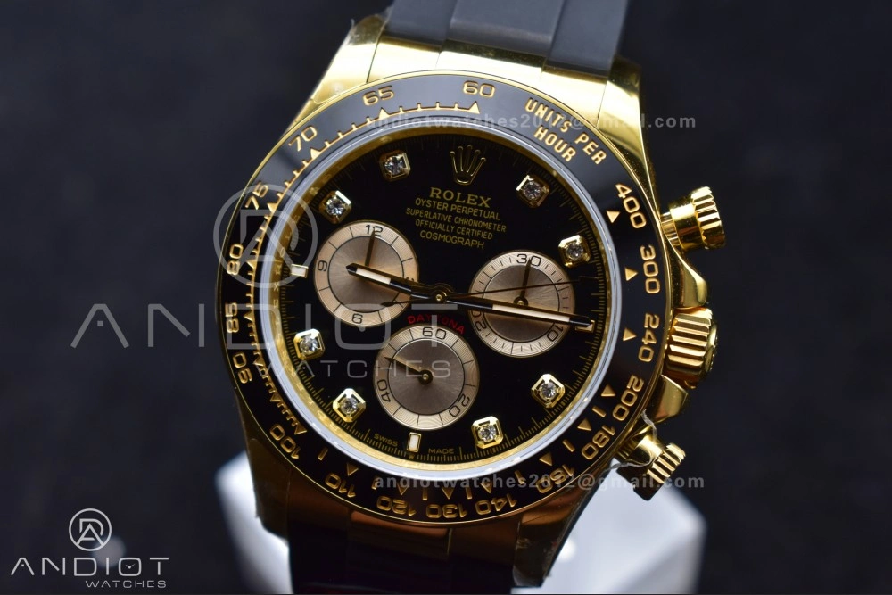 WellDesigned Daytona 126518 QF 1:1 Best Edition Black YG Diamonds Dial on Oysterflex Strap SH4131 V6 (Weighted) 806