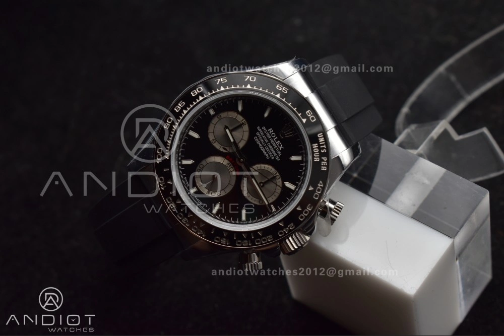 Daytona 126519 QF 1:1 Best Edition Black Silver Dial on Oysterflex Strap SH4131 V6 (Weighted) Minimalist 821