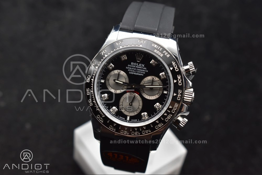 Daytona 126519 QF 1:1 Best Edition Black Silver Diamonds Dial on Oysterflex Strap SH4131 V6 (Weighted) Neat 810