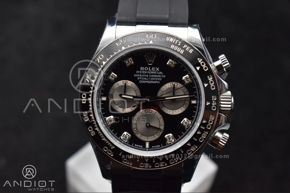 Daytona 126519 QF 1:1 Best Edition Black Silver Diamonds Dial on Oysterflex Strap SH4131 V6 (Weighted) Neat 810