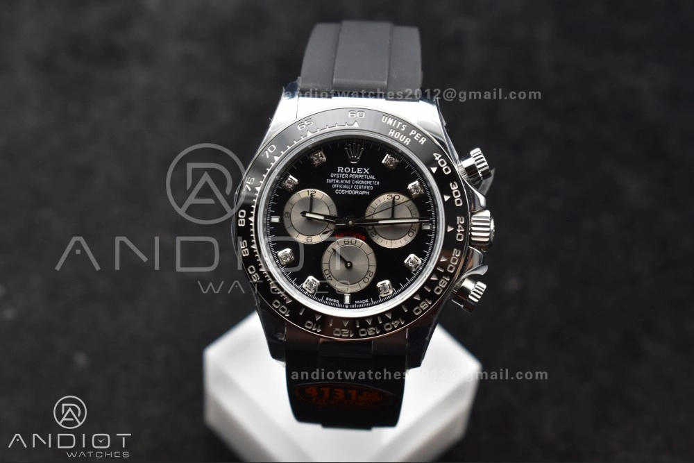 Daytona 126519 QF 1:1 Best Edition Black Silver Diamonds Dial on Oysterflex Strap SH4131 V6 (Weighted) Neat 810