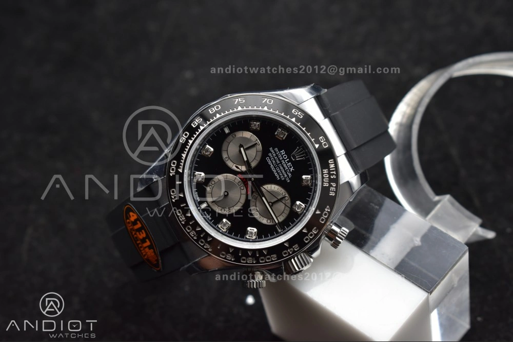 Daytona 126519 QF 1:1 Best Edition Black Silver Diamonds Dial on Oysterflex Strap SH4131 V6 (Weighted) Neat 810