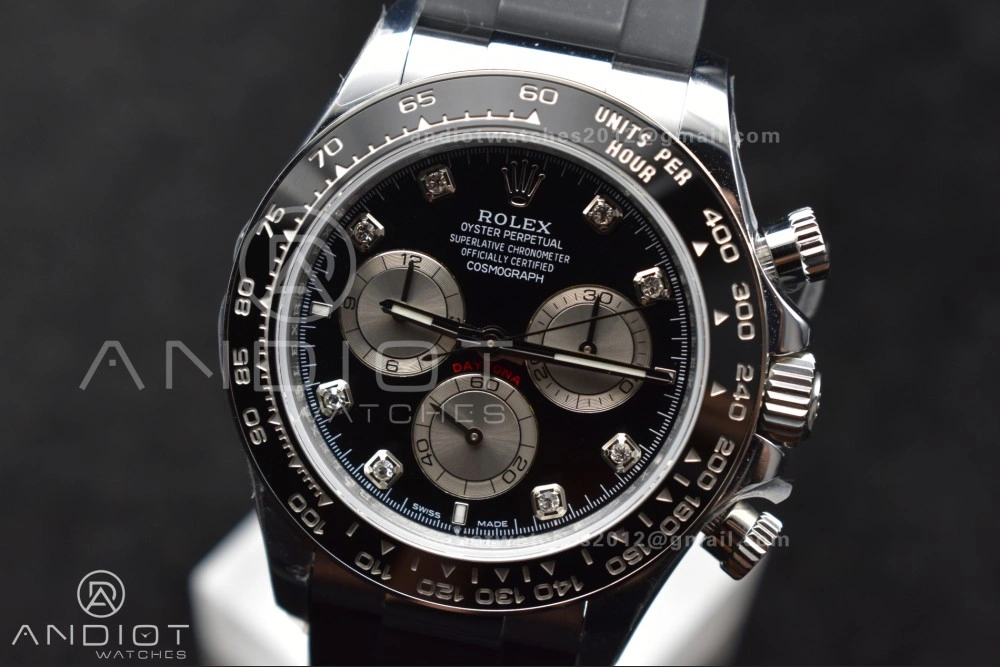 Daytona 126519 QF 1:1 Best Edition Black Silver Diamonds Dial on Oysterflex Strap SH4131 V6 (Weighted) Neat 810