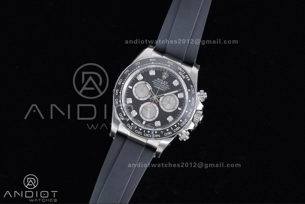Daytona 126519 VSF 1:1 Best Edition Black Silver Diamonds Dial on Oysterflex Strap VS4131 V2 (Weighted) SoftTouch 816