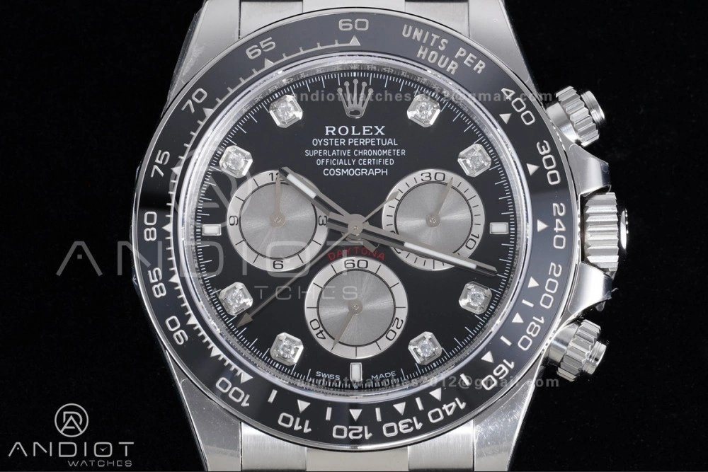 Daytona 126519 VSF 1:1 Best Edition Black Silver Diamonds Dial on Oysterflex Strap VS4131 V2 (Weighted) SoftTouch 816