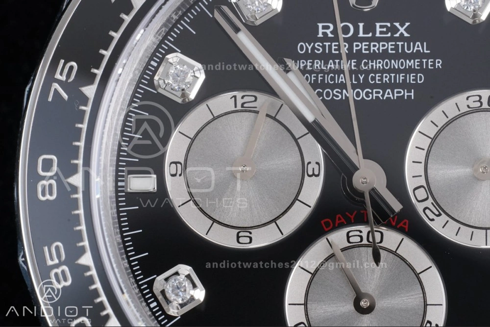 Daytona 126519 VSF 1:1 Best Edition Black Silver Diamonds Dial on Oysterflex Strap VS4131 V2 (Weighted) SoftTouch 816
