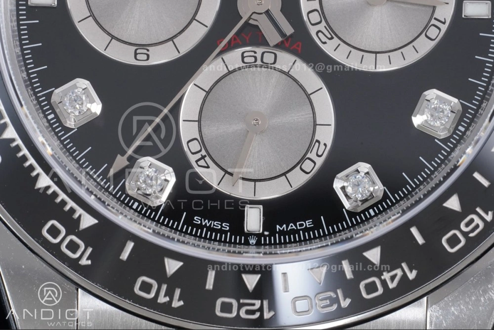 Daytona 126519 VSF 1:1 Best Edition Black Silver Diamonds Dial on Oysterflex Strap VS4131 V2 (Weighted) SoftTouch 816