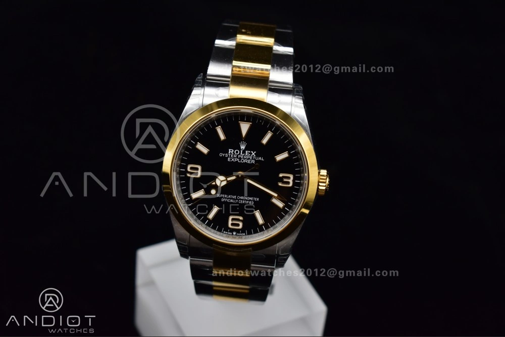 Resilient Explorer 124273 36mm 904L Steel VSF 1:1 Best Edition Black Dial on SS YG Bracelet DD 842
