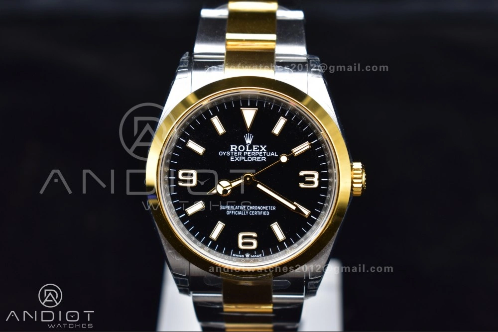 Resilient Explorer 124273 36mm 904L Steel VSF 1:1 Best Edition Black Dial on SS YG Bracelet DD 842