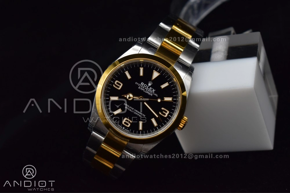 Resilient Explorer 124273 36mm 904L Steel VSF 1:1 Best Edition Black Dial on SS YG Bracelet DD 842
